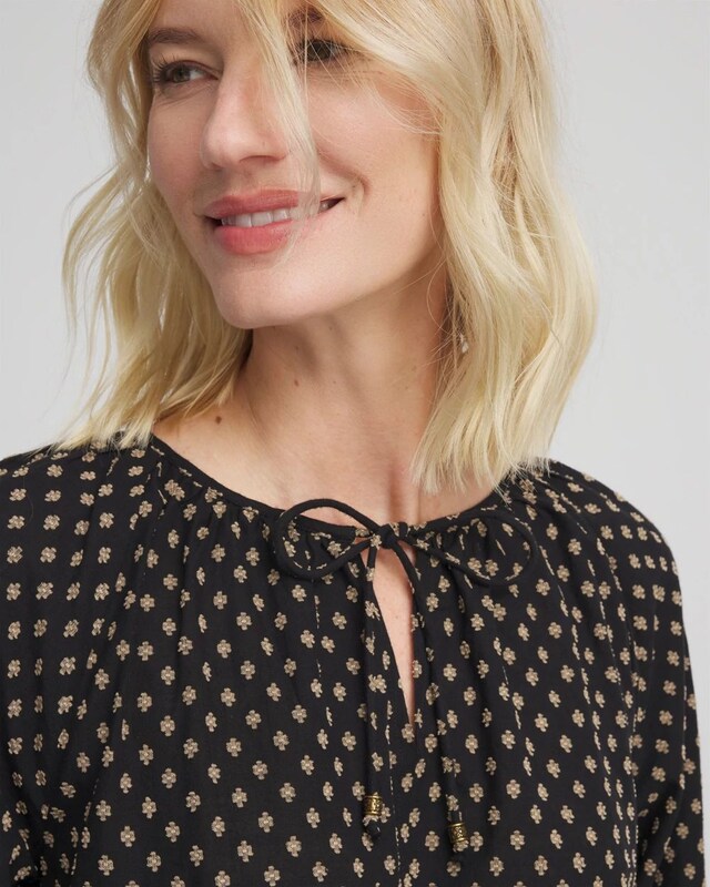 Floral Print Tie-Neck Top - image 4